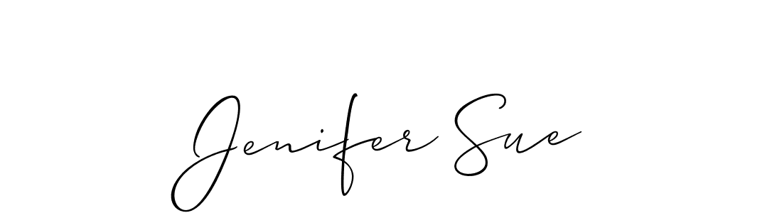 The best way (Allison_Script) to make a short signature is to pick only two or three words in your name. The name Jenifer Sue include a total of six letters. For converting this name. Jenifer Sue signature style 2 images and pictures png