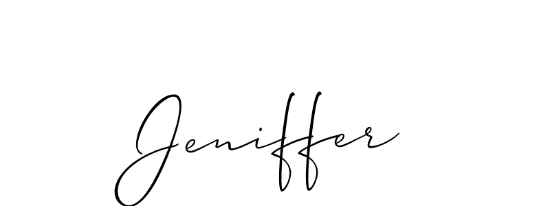 The best way (Allison_Script) to make a short signature is to pick only two or three words in your name. The name Jeniffer include a total of six letters. For converting this name. Jeniffer signature style 2 images and pictures png