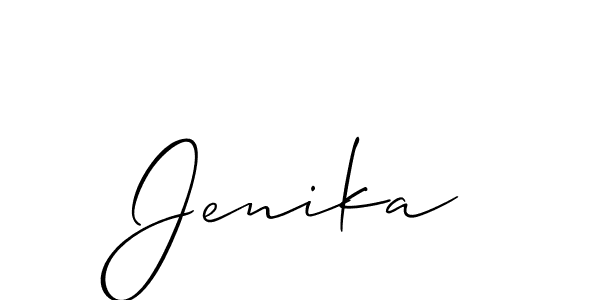Allison_Script is a professional signature style that is perfect for those who want to add a touch of class to their signature. It is also a great choice for those who want to make their signature more unique. Get Jenika name to fancy signature for free. Jenika signature style 2 images and pictures png