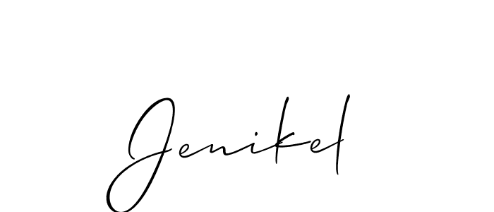 The best way (Allison_Script) to make a short signature is to pick only two or three words in your name. The name Jenikel include a total of six letters. For converting this name. Jenikel signature style 2 images and pictures png