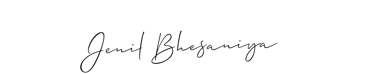 Also You can easily find your signature by using the search form. We will create Jenil Bhesaniya name handwritten signature images for you free of cost using Allison_Script sign style. Jenil Bhesaniya signature style 2 images and pictures png