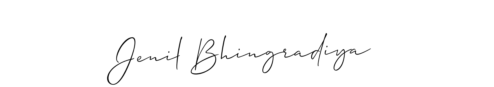 Make a beautiful signature design for name Jenil Bhingradiya. With this signature (Allison_Script) style, you can create a handwritten signature for free. Jenil Bhingradiya signature style 2 images and pictures png