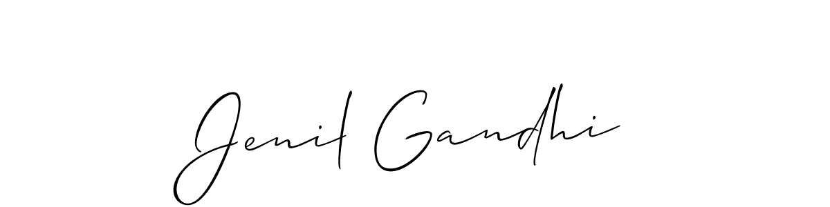 if you are searching for the best signature style for your name Jenil Gandhi. so please give up your signature search. here we have designed multiple signature styles  using Allison_Script. Jenil Gandhi signature style 2 images and pictures png