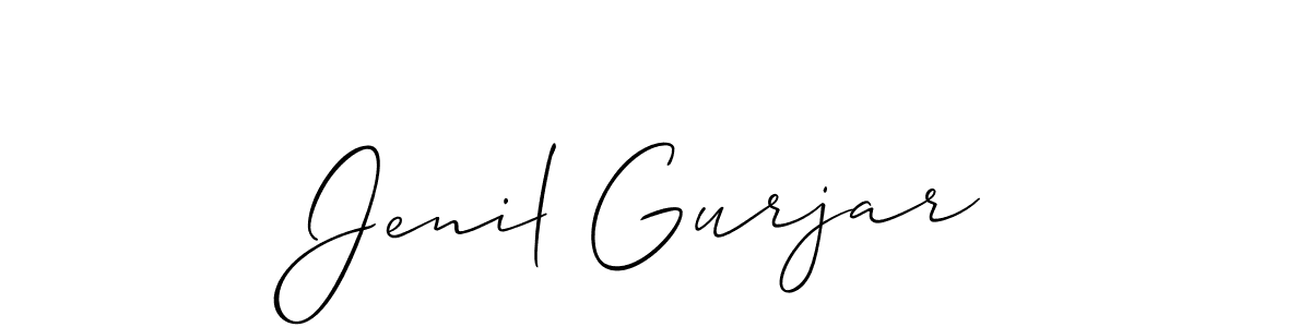 Allison_Script is a professional signature style that is perfect for those who want to add a touch of class to their signature. It is also a great choice for those who want to make their signature more unique. Get Jenil Gurjar name to fancy signature for free. Jenil Gurjar signature style 2 images and pictures png