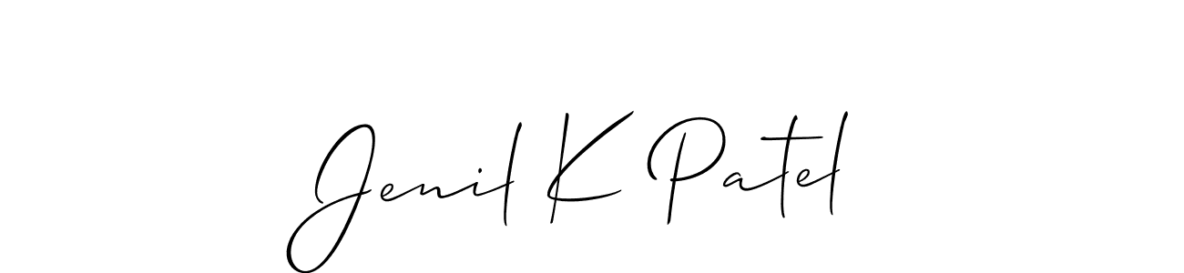 Also You can easily find your signature by using the search form. We will create Jenil K Patel name handwritten signature images for you free of cost using Allison_Script sign style. Jenil K Patel signature style 2 images and pictures png