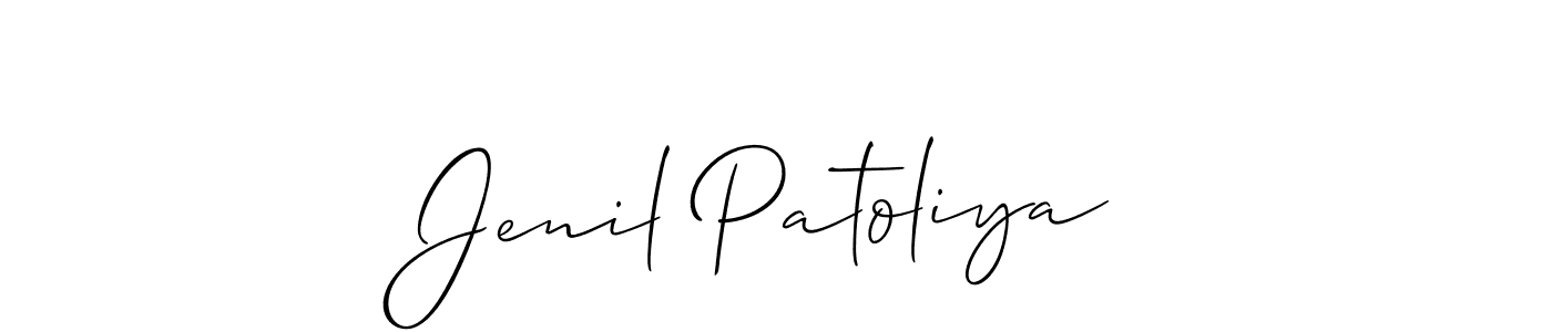 This is the best signature style for the Jenil Patoliya name. Also you like these signature font (Allison_Script). Mix name signature. Jenil Patoliya signature style 2 images and pictures png