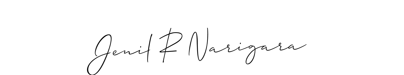 The best way (Allison_Script) to make a short signature is to pick only two or three words in your name. The name Jenil R Narigara include a total of six letters. For converting this name. Jenil R Narigara signature style 2 images and pictures png