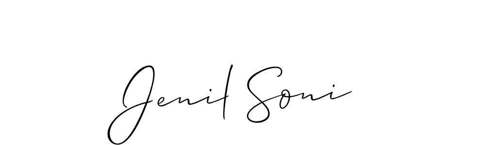 The best way (Allison_Script) to make a short signature is to pick only two or three words in your name. The name Jenil Soni include a total of six letters. For converting this name. Jenil Soni signature style 2 images and pictures png