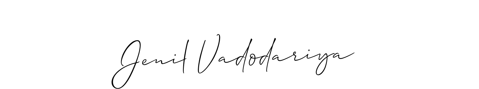 It looks lik you need a new signature style for name Jenil Vadodariya. Design unique handwritten (Allison_Script) signature with our free signature maker in just a few clicks. Jenil Vadodariya signature style 2 images and pictures png