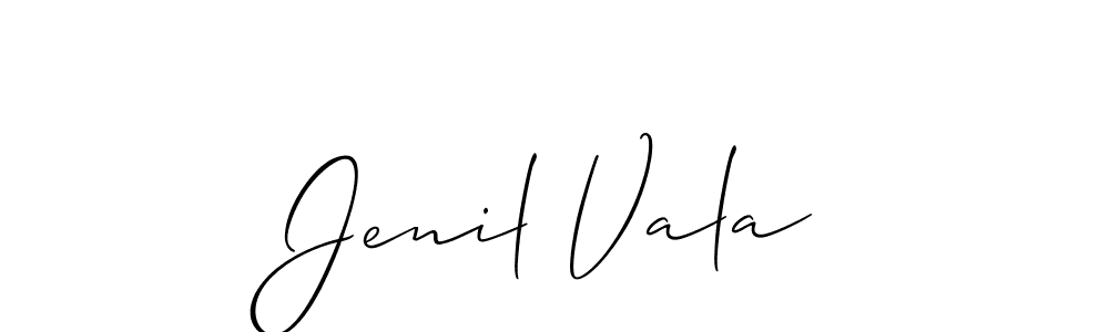 The best way (Allison_Script) to make a short signature is to pick only two or three words in your name. The name Jenil Vala include a total of six letters. For converting this name. Jenil Vala signature style 2 images and pictures png