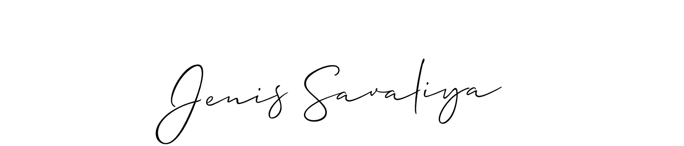 Allison_Script is a professional signature style that is perfect for those who want to add a touch of class to their signature. It is also a great choice for those who want to make their signature more unique. Get Jenis Savaliya name to fancy signature for free. Jenis Savaliya signature style 2 images and pictures png