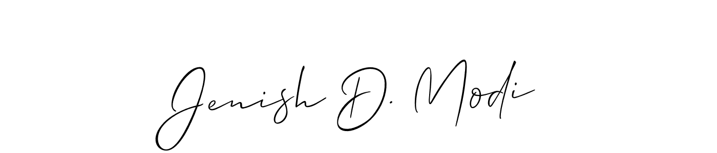 Make a short Jenish D. Modi signature style. Manage your documents anywhere anytime using Allison_Script. Create and add eSignatures, submit forms, share and send files easily. Jenish D. Modi signature style 2 images and pictures png