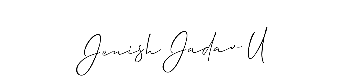 Make a beautiful signature design for name Jenish Jadav U. With this signature (Allison_Script) style, you can create a handwritten signature for free. Jenish Jadav U signature style 2 images and pictures png