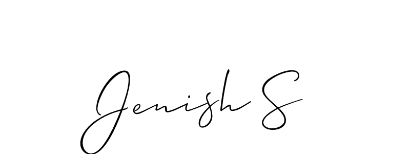Also You can easily find your signature by using the search form. We will create Jenish S name handwritten signature images for you free of cost using Allison_Script sign style. Jenish S signature style 2 images and pictures png