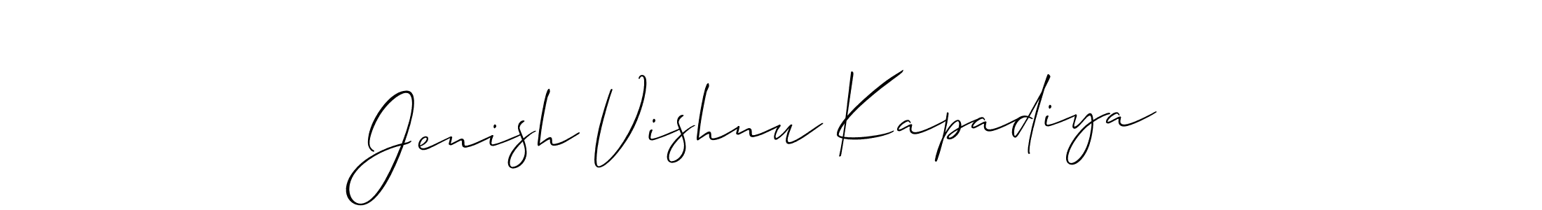 Use a signature maker to create a handwritten signature online. With this signature software, you can design (Allison_Script) your own signature for name Jenish Vishnu Kapadiya. Jenish Vishnu Kapadiya signature style 2 images and pictures png