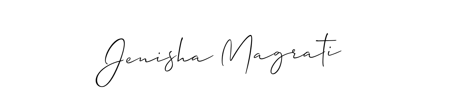 Also we have Jenisha Magrati name is the best signature style. Create professional handwritten signature collection using Allison_Script autograph style. Jenisha Magrati signature style 2 images and pictures png