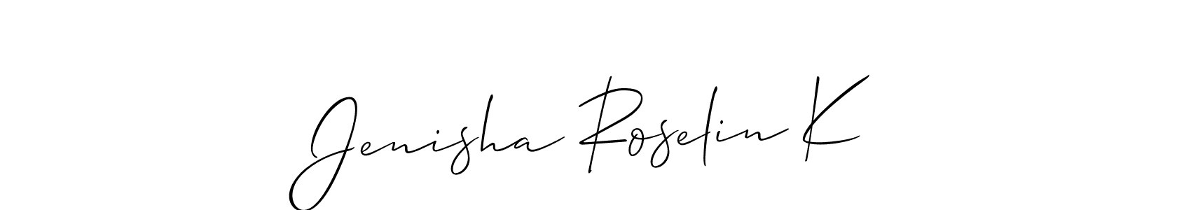 Also we have Jenisha Roselin K name is the best signature style. Create professional handwritten signature collection using Allison_Script autograph style. Jenisha Roselin K signature style 2 images and pictures png