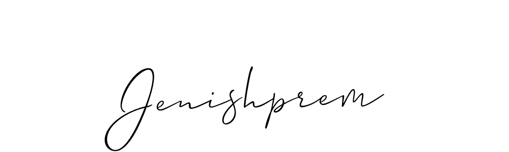 Use a signature maker to create a handwritten signature online. With this signature software, you can design (Allison_Script) your own signature for name Jenishprem. Jenishprem signature style 2 images and pictures png