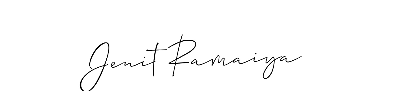 Allison_Script is a professional signature style that is perfect for those who want to add a touch of class to their signature. It is also a great choice for those who want to make their signature more unique. Get Jenit Ramaiya name to fancy signature for free. Jenit Ramaiya signature style 2 images and pictures png
