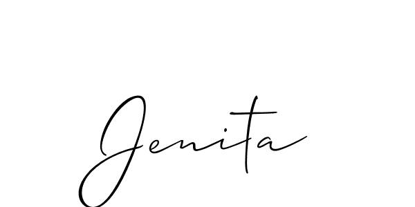 Use a signature maker to create a handwritten signature online. With this signature software, you can design (Allison_Script) your own signature for name Jenita. Jenita signature style 2 images and pictures png