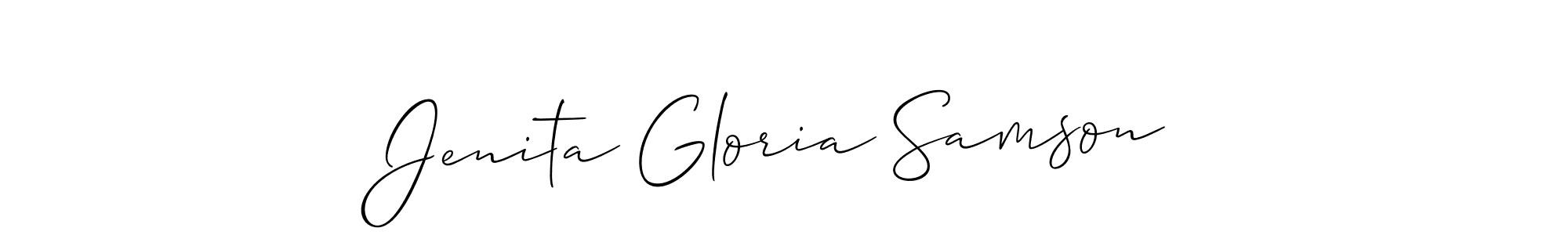 Make a short Jenita Gloria Samson signature style. Manage your documents anywhere anytime using Allison_Script. Create and add eSignatures, submit forms, share and send files easily. Jenita Gloria Samson signature style 2 images and pictures png