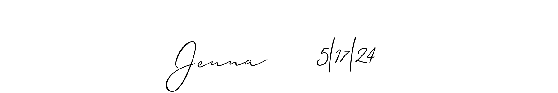 It looks lik you need a new signature style for name Jenna      5l17l24. Design unique handwritten (Allison_Script) signature with our free signature maker in just a few clicks. Jenna      5l17l24 signature style 2 images and pictures png