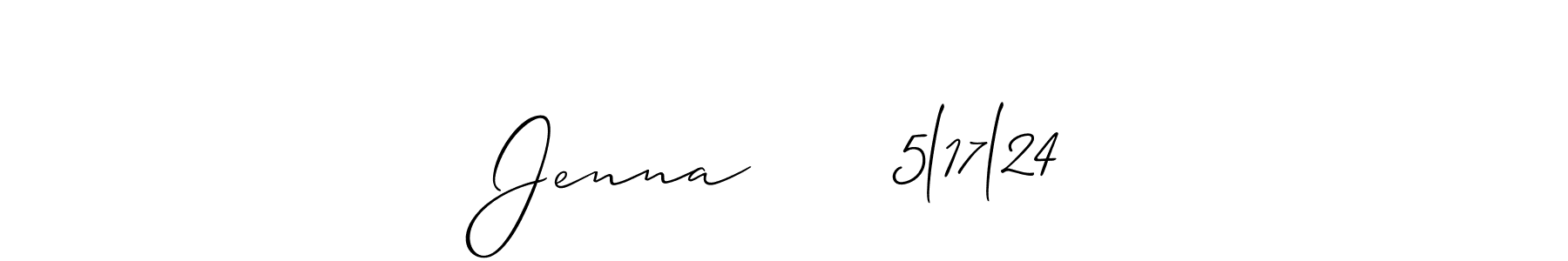 It looks lik you need a new signature style for name Jenna      5l17l24. Design unique handwritten (Allison_Script) signature with our free signature maker in just a few clicks. Jenna      5l17l24 signature style 2 images and pictures png