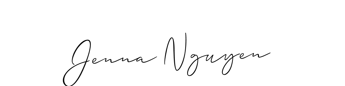 Allison_Script is a professional signature style that is perfect for those who want to add a touch of class to their signature. It is also a great choice for those who want to make their signature more unique. Get Jenna Nguyen name to fancy signature for free. Jenna Nguyen signature style 2 images and pictures png