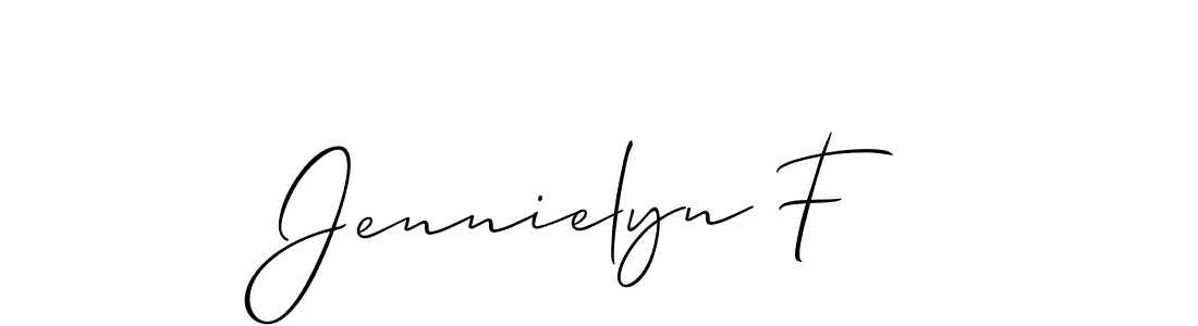 Also we have Jennielyn F name is the best signature style. Create professional handwritten signature collection using Allison_Script autograph style. Jennielyn F signature style 2 images and pictures png