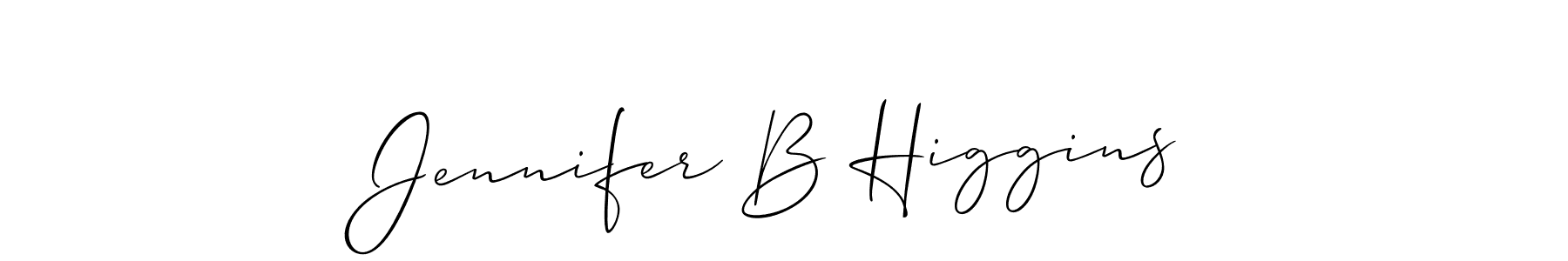 The best way (Allison_Script) to make a short signature is to pick only two or three words in your name. The name Jennifer B Higgins include a total of six letters. For converting this name. Jennifer B Higgins signature style 2 images and pictures png