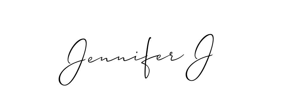The best way (Allison_Script) to make a short signature is to pick only two or three words in your name. The name Jennifer J include a total of six letters. For converting this name. Jennifer J signature style 2 images and pictures png