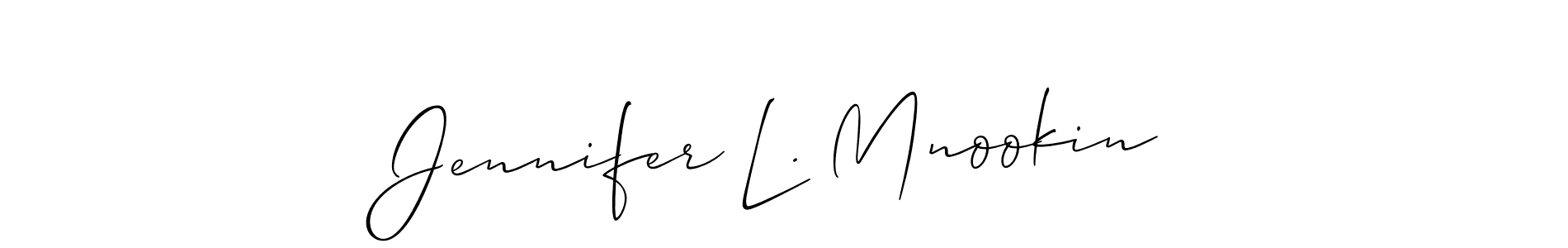 How to make Jennifer L. Mnookin name signature. Use Allison_Script style for creating short signs online. This is the latest handwritten sign. Jennifer L. Mnookin signature style 2 images and pictures png