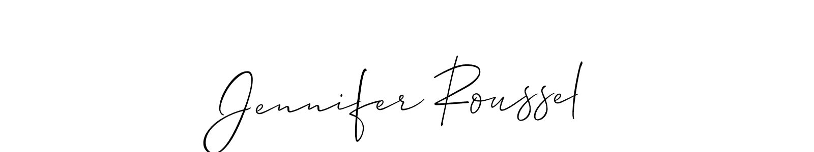 Allison_Script is a professional signature style that is perfect for those who want to add a touch of class to their signature. It is also a great choice for those who want to make their signature more unique. Get Jennifer Roussel name to fancy signature for free. Jennifer Roussel signature style 2 images and pictures png