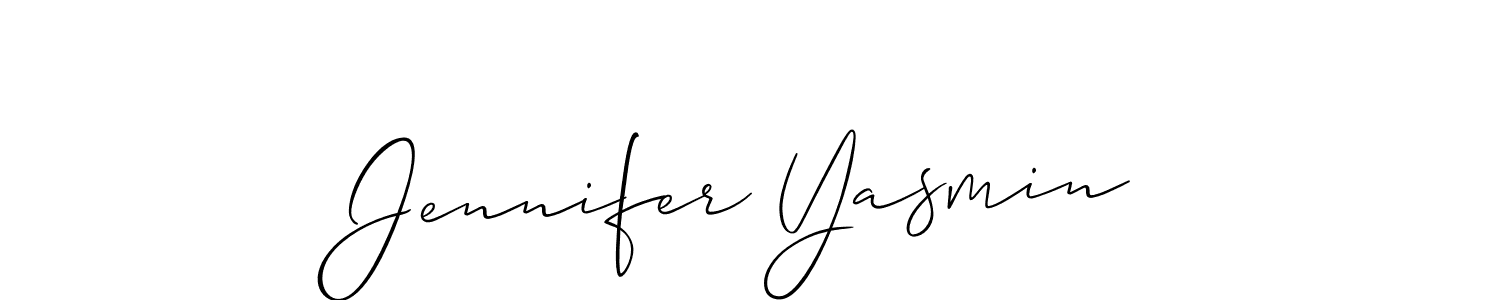 The best way (Allison_Script) to make a short signature is to pick only two or three words in your name. The name Jennifer Yasmin include a total of six letters. For converting this name. Jennifer Yasmin signature style 2 images and pictures png