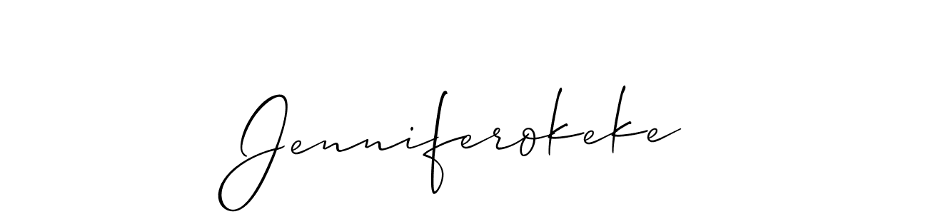 The best way (Allison_Script) to make a short signature is to pick only two or three words in your name. The name Jenniferokeke include a total of six letters. For converting this name. Jenniferokeke signature style 2 images and pictures png