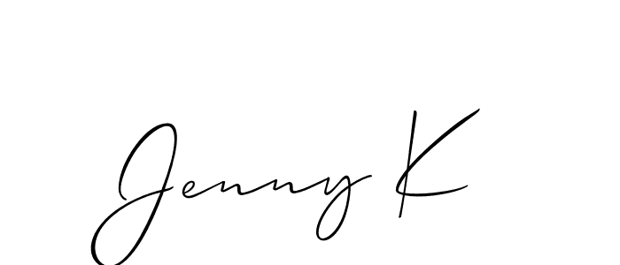 How to make Jenny K name signature. Use Allison_Script style for creating short signs online. This is the latest handwritten sign. Jenny K signature style 2 images and pictures png