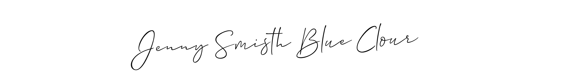 The best way (Allison_Script) to make a short signature is to pick only two or three words in your name. The name Jenny Smisth Blue Clour include a total of six letters. For converting this name. Jenny Smisth Blue Clour signature style 2 images and pictures png