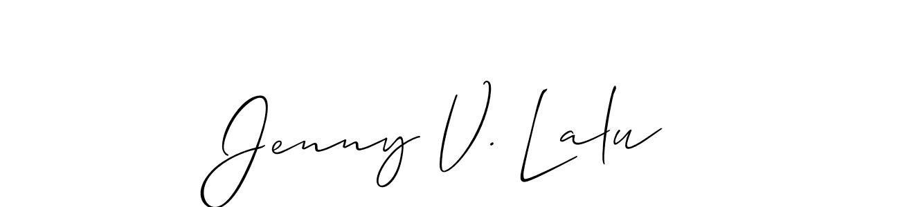 Jenny V. Lalu stylish signature style. Best Handwritten Sign (Allison_Script) for my name. Handwritten Signature Collection Ideas for my name Jenny V. Lalu. Jenny V. Lalu signature style 2 images and pictures png