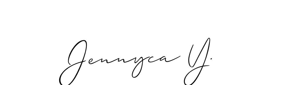 Allison_Script is a professional signature style that is perfect for those who want to add a touch of class to their signature. It is also a great choice for those who want to make their signature more unique. Get Jennyca Y. name to fancy signature for free. Jennyca Y. signature style 2 images and pictures png