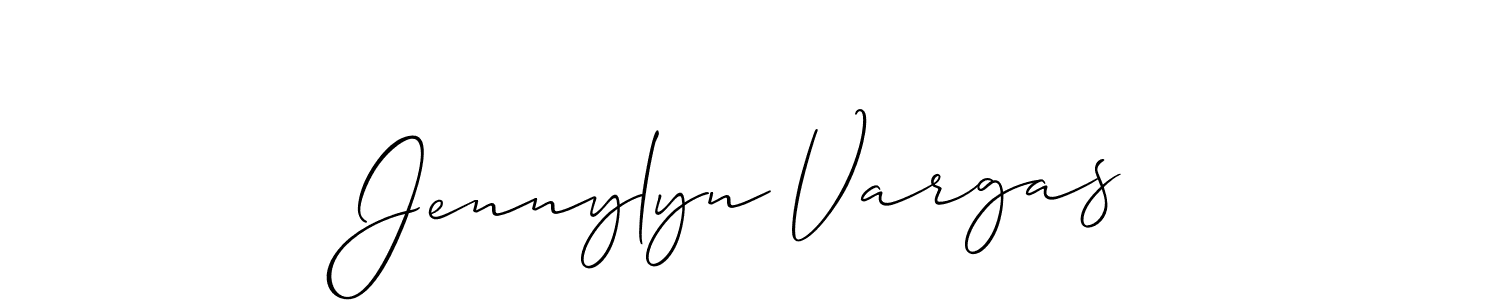 How to make Jennylyn Vargas name signature. Use Allison_Script style for creating short signs online. This is the latest handwritten sign. Jennylyn Vargas signature style 2 images and pictures png