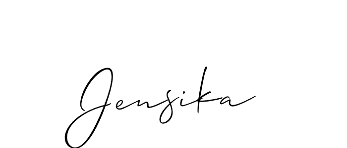 Jensika stylish signature style. Best Handwritten Sign (Allison_Script) for my name. Handwritten Signature Collection Ideas for my name Jensika. Jensika signature style 2 images and pictures png