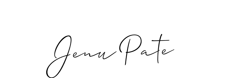 Make a beautiful signature design for name Jenu Pate. With this signature (Allison_Script) style, you can create a handwritten signature for free. Jenu Pate signature style 2 images and pictures png
