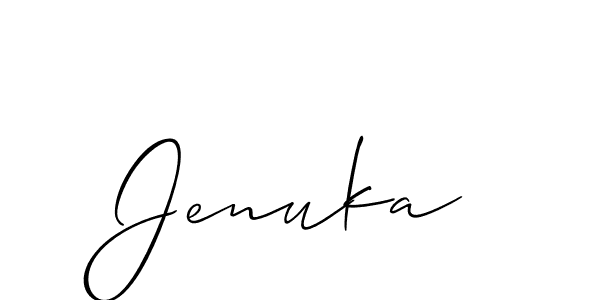 The best way (Allison_Script) to make a short signature is to pick only two or three words in your name. The name Jenuka include a total of six letters. For converting this name. Jenuka signature style 2 images and pictures png