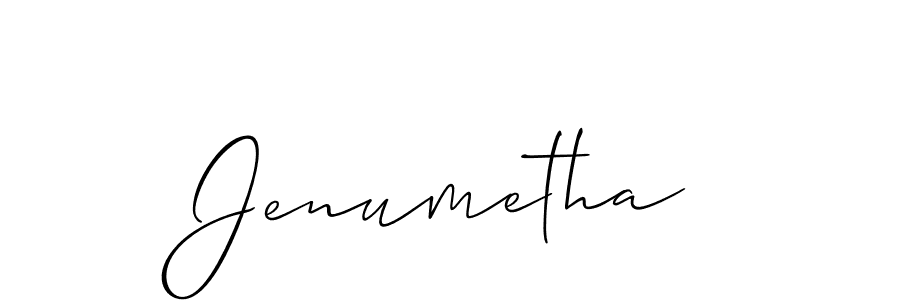 Use a signature maker to create a handwritten signature online. With this signature software, you can design (Allison_Script) your own signature for name Jenumetha. Jenumetha signature style 2 images and pictures png