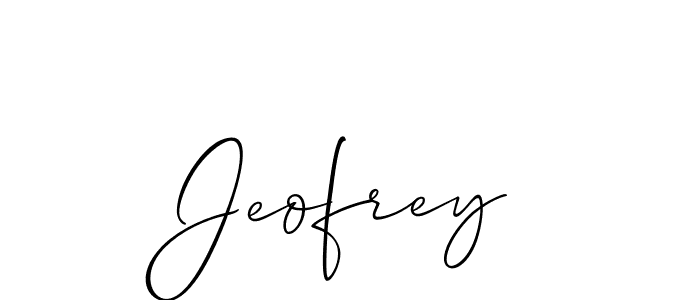 Create a beautiful signature design for name Jeofrey. With this signature (Allison_Script) fonts, you can make a handwritten signature for free. Jeofrey signature style 2 images and pictures png