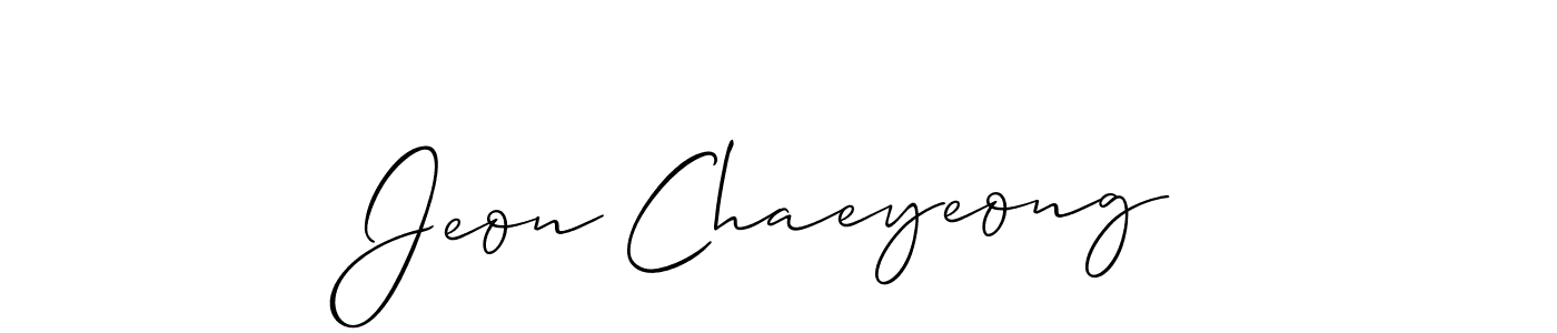 How to make Jeon Chaeyeong name signature. Use Allison_Script style for creating short signs online. This is the latest handwritten sign. Jeon Chaeyeong signature style 2 images and pictures png
