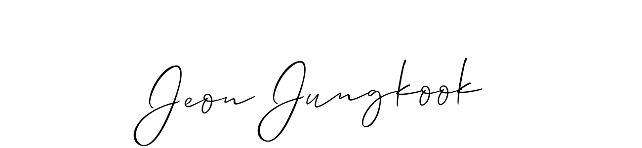 How to make Jeon Jungkook name signature. Use Allison_Script style for creating short signs online. This is the latest handwritten sign. Jeon Jungkook signature style 2 images and pictures png