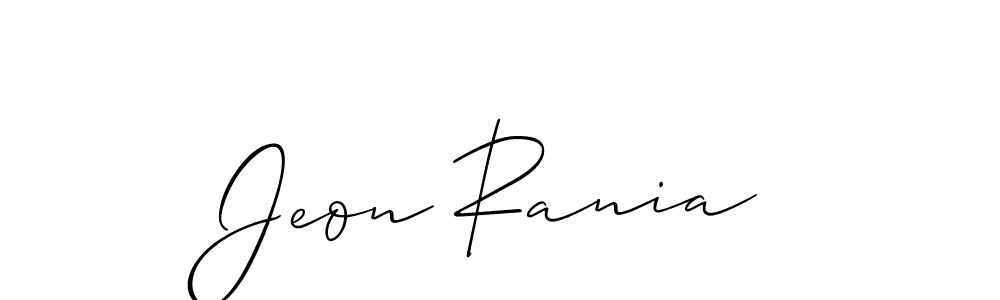 Similarly Allison_Script is the best handwritten signature design. Signature creator online .You can use it as an online autograph creator for name Jeon Rania. Jeon Rania signature style 2 images and pictures png