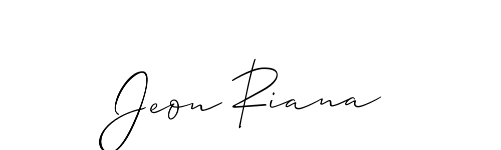 Also we have Jeon Riana name is the best signature style. Create professional handwritten signature collection using Allison_Script autograph style. Jeon Riana signature style 2 images and pictures png