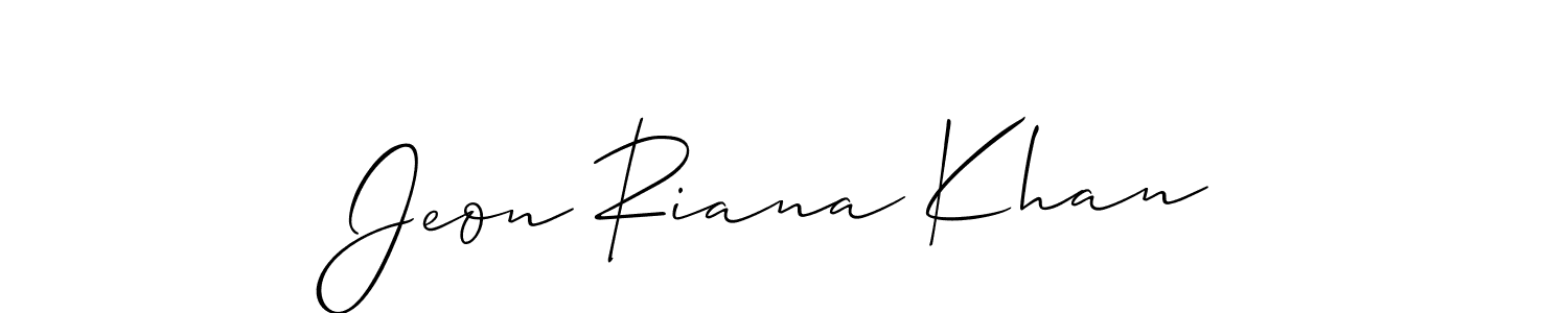Also we have Jeon Riana Khan name is the best signature style. Create professional handwritten signature collection using Allison_Script autograph style. Jeon Riana Khan signature style 2 images and pictures png